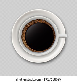 Modern Realistic Icon With Black Coffee Cup Top View. 
Espresso Cup Coffee Break Symbol