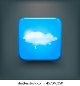 Modern realistic icon with sun and clouds.