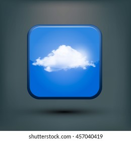 Modern realistic icon with sun and clouds.