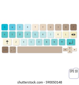 Modern realistic keyboard for smartphone or tablet PC with alphabet buttons. Vector modern keyboard. Concept for kids.