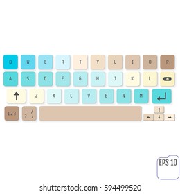 Modern realistic keyboard for smartphone or tablet PC with alphabet buttons. Vector modern keyboard. Concept for kids. For your business