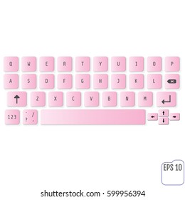 Modern realistic keyboard for smartphone or tablet PC with alphabet buttons. Vector modern keyboard. For your business