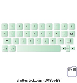 Modern realistic keyboard for smartphone or tablet PC with alphabet buttons. Vector modern keyboard. For your business