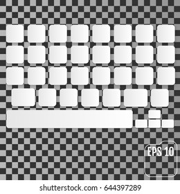 Modern realistic keyboard for smartphone or tablet PC with alphabet buttons. Vector modern keyboard. Clean key concept