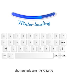 Modern realistic keyboard for smartphone or tablet PC with alphabet buttons. Vector modern keyboard. Winter loading concept