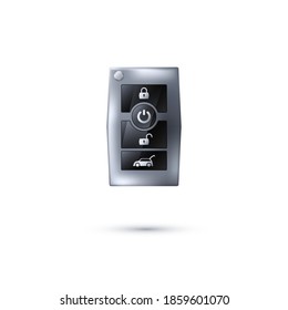 Modern realistic metallic cars key. Wireless key with control buttons. Vector