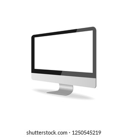 Modern realistic monitor with blank screen computer,Empty display isolated.Tilted mock up on a white background