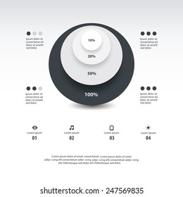 modern realistic pie chart infographic elements template black and white color