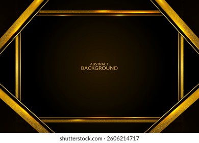 Modern Realistic premium black and gold geometric background With Gold Line Curved