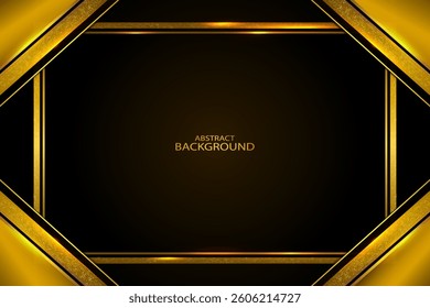 Modern Realistic premium black and gold geometric background With Gold Line Curved