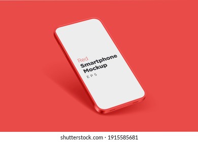 Modern Realistic Red Mockup Smartphone For Presentation, Information Graphics, App Display, Eps Vector Format.