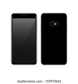 Modern and realistic smartphone design. Vector illustration on white background.