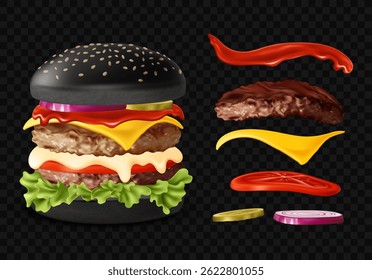 Moderno realístico Smash hambúrguer Ingredientes
