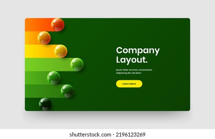 Modern realistic spheres booklet concept. Premium web banner design vector layout.