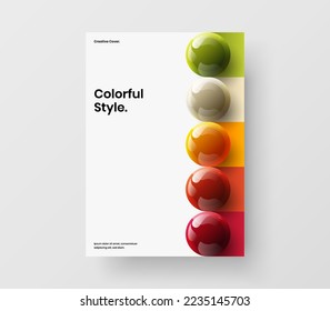 Modern realistic spheres catalog cover illustration. Minimalistic front page design vector template.
