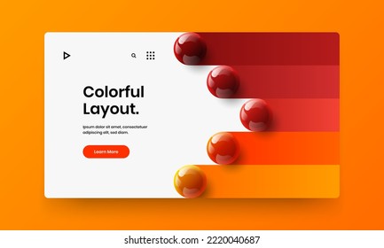 Modern realistic spheres corporate brochure layout. Unique handbill vector design concept.