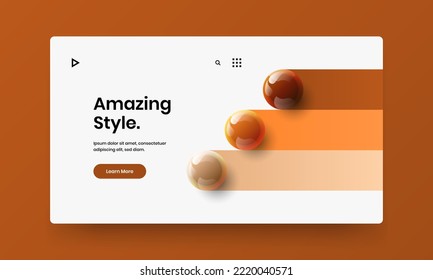 Modern realistic spheres leaflet template. Geometric book cover vector design concept.