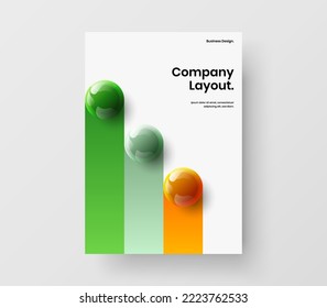 Modern realistic spheres presentation template. Minimalistic pamphlet vector design illustration.