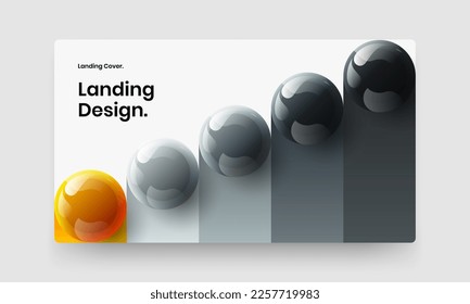 Modern realistic spheres website screen template. Amazing front page design vector illustration.