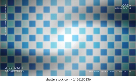 modern realistic twisted chessboard. minimal geometric background with blue rectangle. vector illustration.