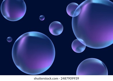 Modern realistic water bubbles, great design for any purposes. Vector illustration background. Abstract background. Banner, flyer. Creative design. Vector template.