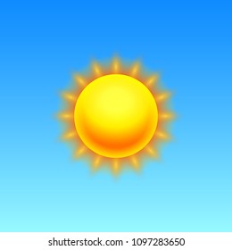 Modern Realistic weather icon. Meteorology symbol on blue background. Color Vector illustration for mobile app, print or web. sunny day.