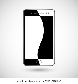 Modern realistic white black smartphone with white black touch screen isolated on a gray background, empty screen, web design, vector, eps 10
