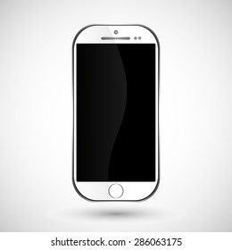 Modern realistic white smartphone with black touch screen isolated on a gray background, empty screen, web design, vector, eps 10