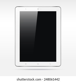 Modern realistic white touchscreen tablet computer  isolated on light background. Empty screen