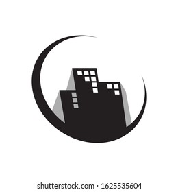 Modern Realty Skyscraper building logo design vector graphic style