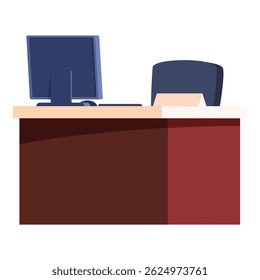Modern reception desk with computer showing blank screen for customer service