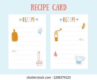 Modern Recipe card template for cookbook. Menu Vector Illustration