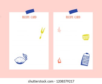 Modern Recipe card template set for cookbook. Menu Vector Illustration