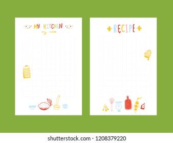 Modern Recipe card template set for cookbook. Menu Vector Illustration