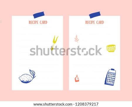 Modern Recipe card template set for cookbook. Menu Vector Illustration