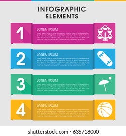 Modern recreation infographic template. infographic design with recreation icons includes skate board. can be used for presentation, diagram, annual report, web design.