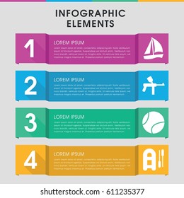 Modern recreational infographic template. infographic design with recreational icons includes tennis ball. can be used for presentation, diagram, annual report, web design. 