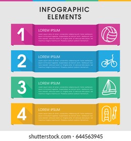 Modern recreational infographic template. infographic design with recreational icons includes bicycle. can be used for presentation, diagram, annual report, web design.