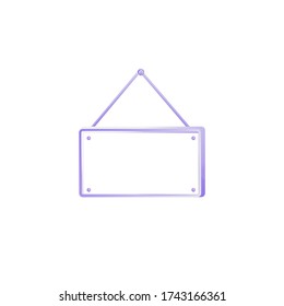 Modern rectanglar vector advert board sign illustration. Hanging frame. Commercial billboard mockup design with copy space. Isolated object on white background. Announcement banner 