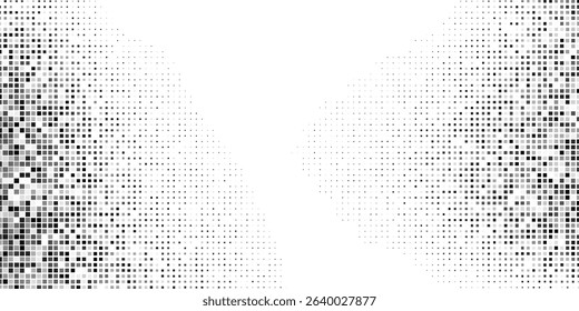 Modern rectangle dotted halftone gradient texture. Vanishing polka dot background. Repeating dots gradation design abstract art