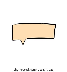 Modern rectangular cartoon speech bubble in abstract shape sketch icon. Hand-drawn conversational doodle, dialog sign, vector illustration set, chat message