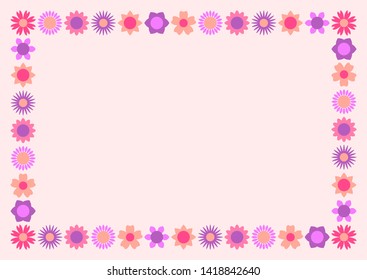 Modern rectangular floral frame with colorful beautiful flowers. Can be used for different design. Vector EPS10. A4 Format