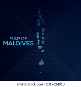 Modern Rectangular Map of Maldives. Maldives vector map illustration with an abstract style. The blue colour elegant look vector map of Maldives.