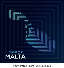 Modern Rectangular Map of Malta. Malta vector map illustration with an abstract style. The blue colour elegant look vector map of Malta.