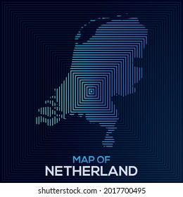 Modern Rectangular Map of Netherland. Netherland vector map illustration with an abstract style. The blue colour elegant looks vector map of Netherland.