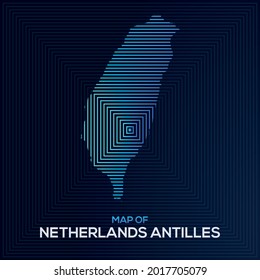 Modern Rectangular Map of Netherlands Antilles. Netherlands Antilles vector map illustration with an abstract style. The blue colour elegant looks vector map of Netherlands Antilles.