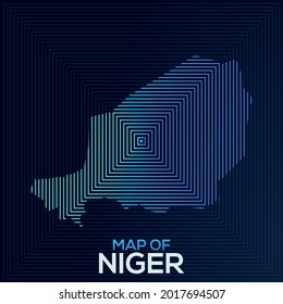 Modern Rectangular Map of Niger. Niger vector map illustration with an abstract style. The blue colour elegant looks vector map of Niger.