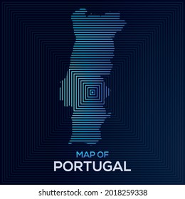 Modern Rectangular Map of Portugal. Portugal vector map illustration with a vector style. The blue color elegant looks vector map of Portugal.