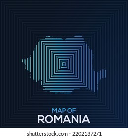 Modern Rectangular Map of Romania. Romania vector map illustration. The blue color elegant looks vector map of Romania.