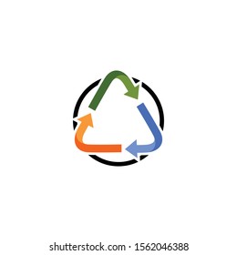 Modern recycle logo vector. triangle arrow eco symbol.  